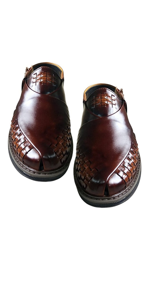Braid sandals cherry leather medicated sole